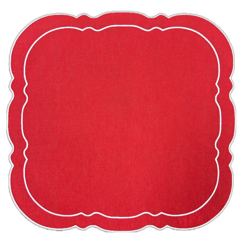 Linho Placemats Scalloped Square Set of 4