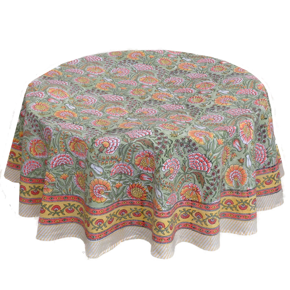 Indian Block Print Tablecloth Round 275cm (10 seater)