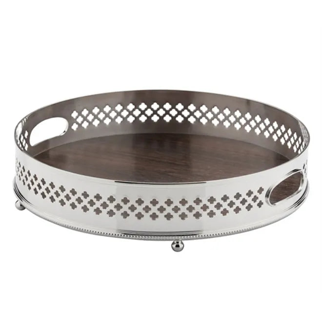 Round Gallery Tray with Wooden Bottom