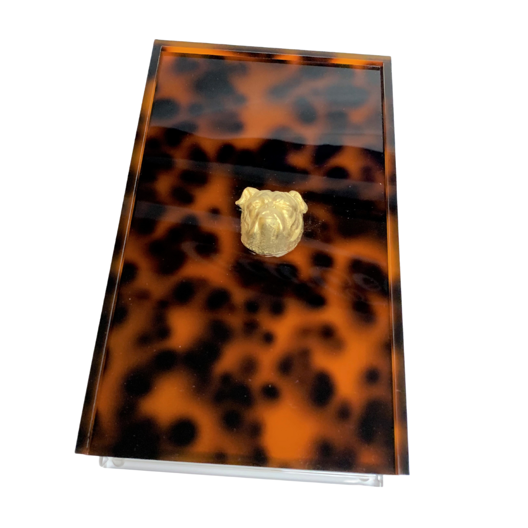 Bulldog Guest Towel Box - Tortoise finish acrylic