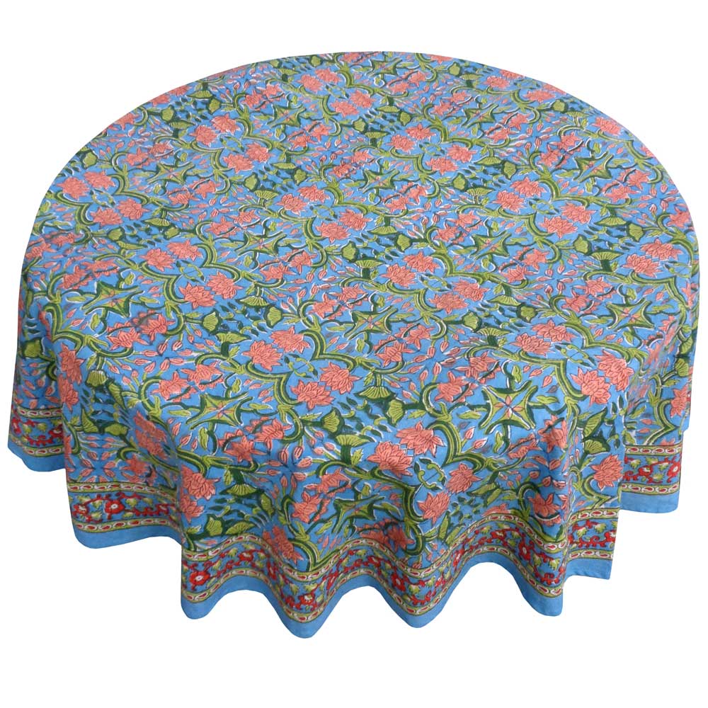 Indian Block Print Tablecloth Round 275cm (10 seater)