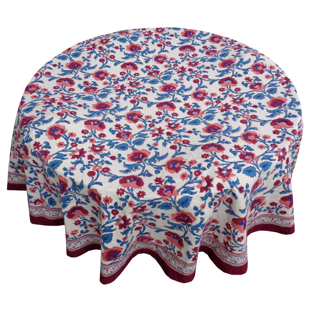 Indian Block Print Tablecloth Round 275cm (10 seater)