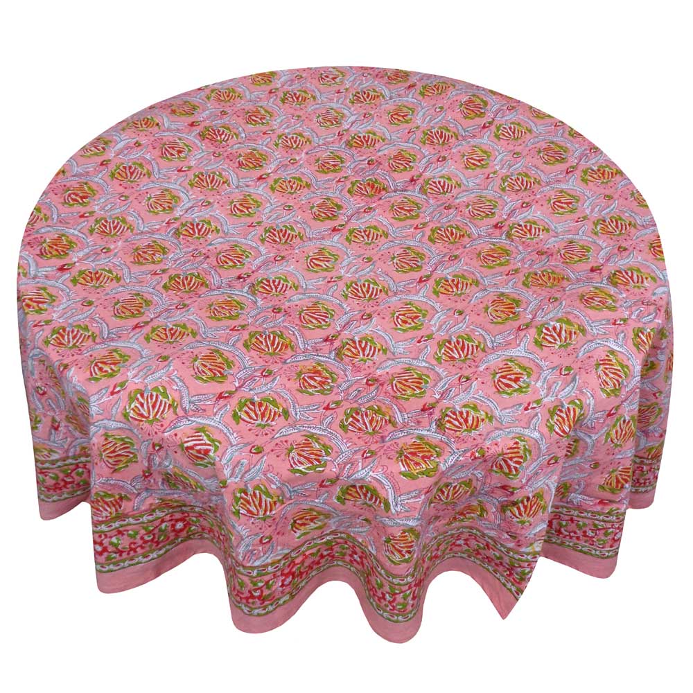 Indian Block Print Tablecloth Round 275cm (10 seater)