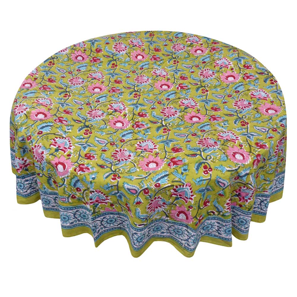 Indian Block Print Tablecloth Round 275cm (10 seater)