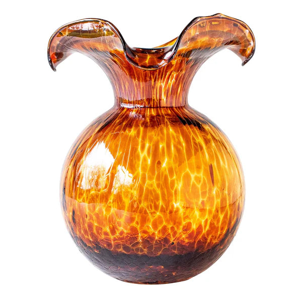 Hibiscus Glass Tortoiseshell Medium Fluted Vase
