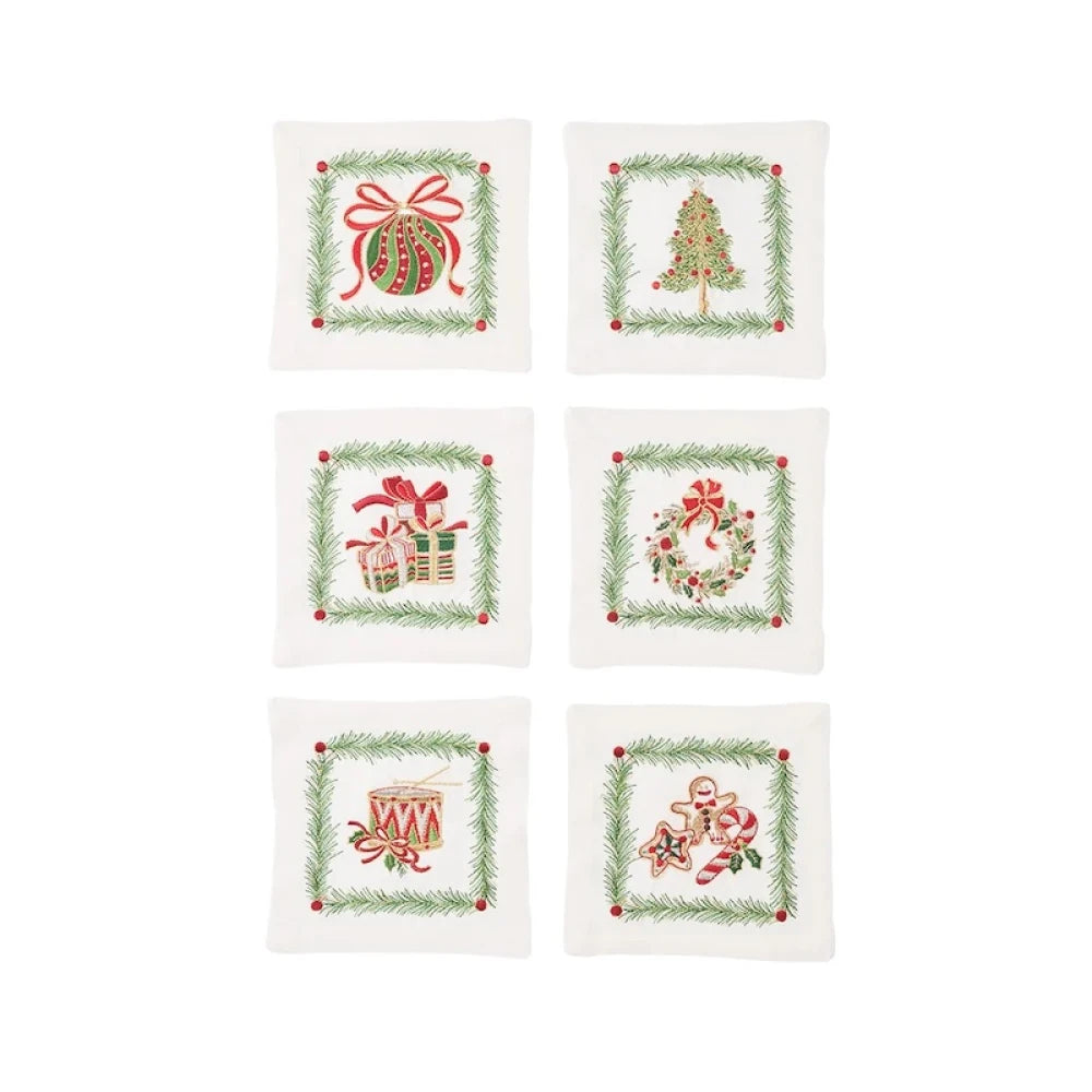 Christmas Trellis Cocktail Napkin - Set of 6