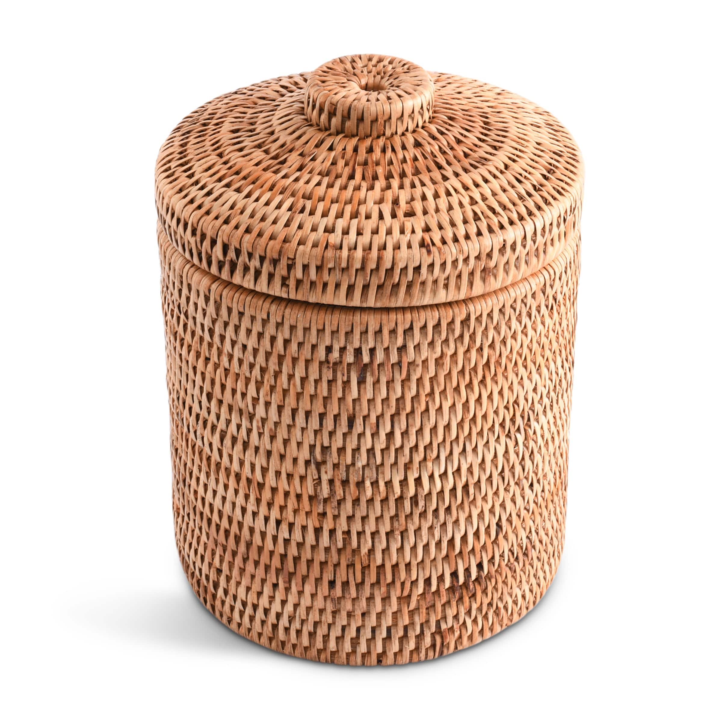 Hand Woven Wicker Rattan Ice Bucket W/ Lid