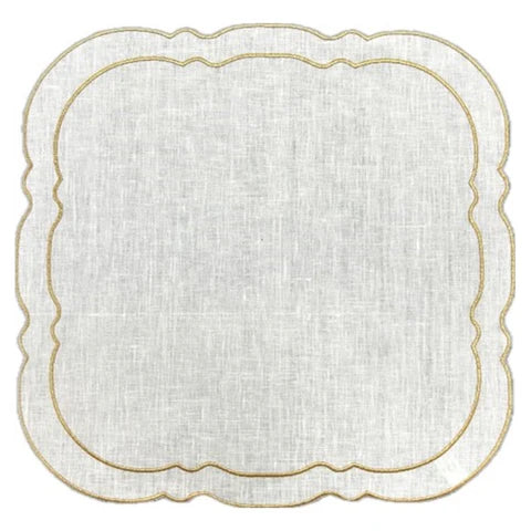 Linho Placemats Scalloped Square Set of 4