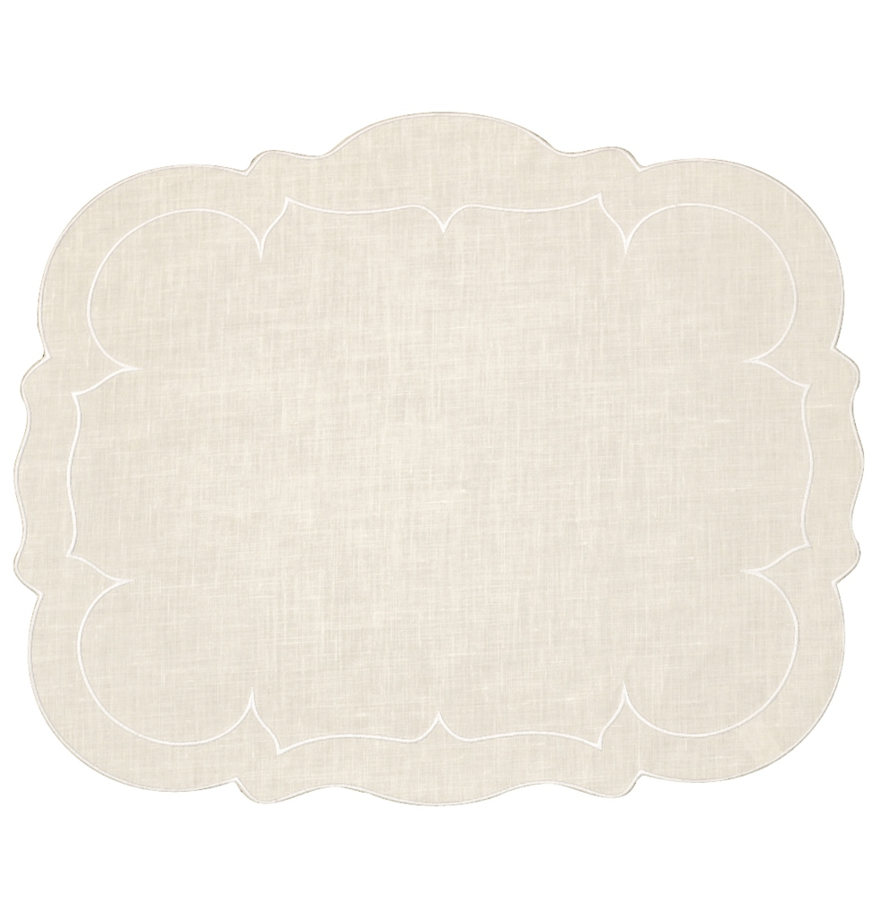 Linho Placemats Ivory/White Rect Set of 4