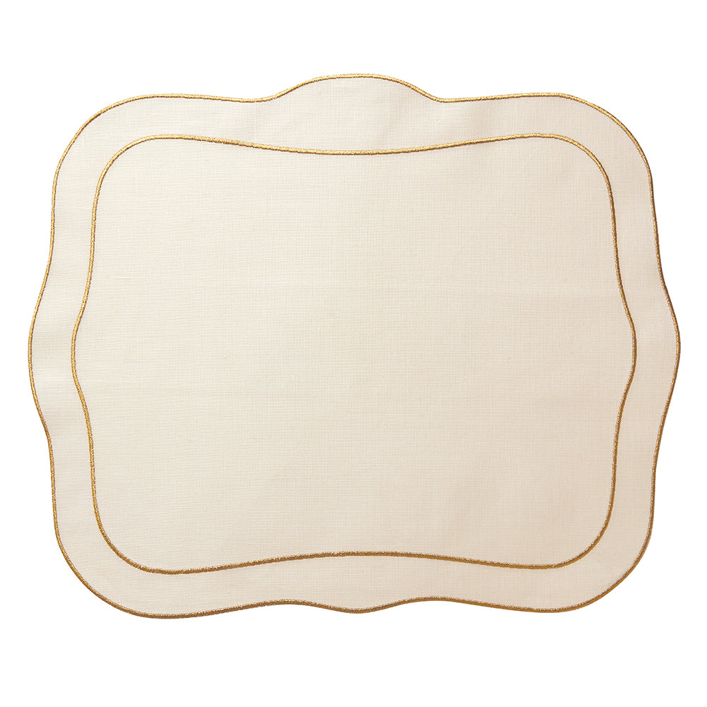 Linho Placemats Ivory/Gold Patrician Set of 4