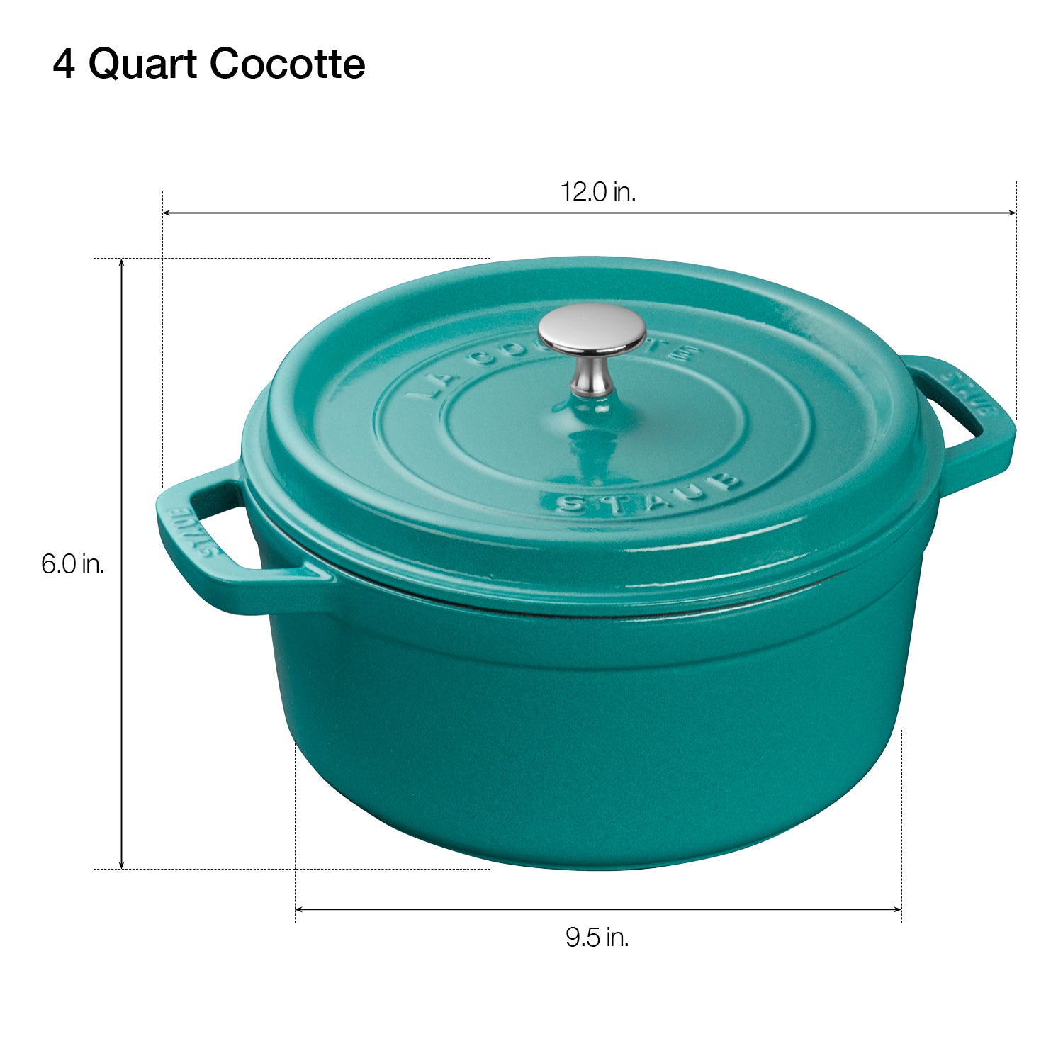 Staub Cast Iron 4-qt Round Cocotte - Turquoise