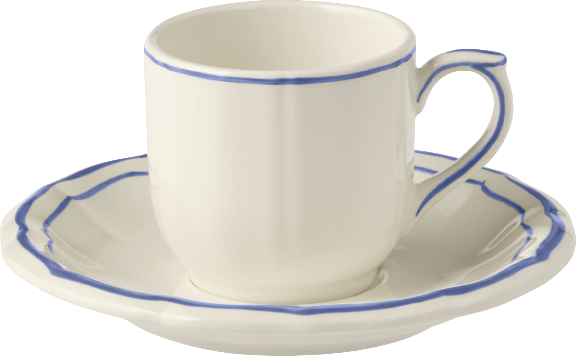Filet Bleu Espresso Cup and Saucer Set of 2