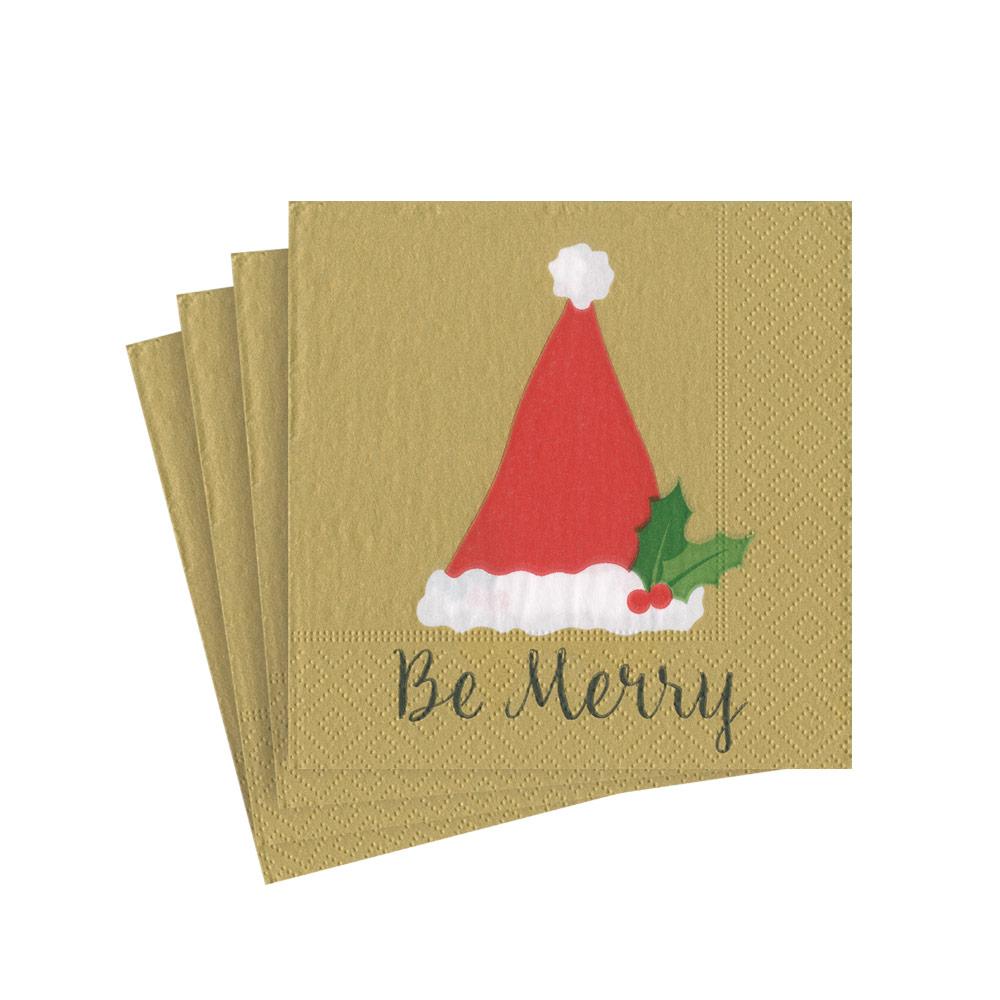 Be Merry Gold Cocktail Napkins