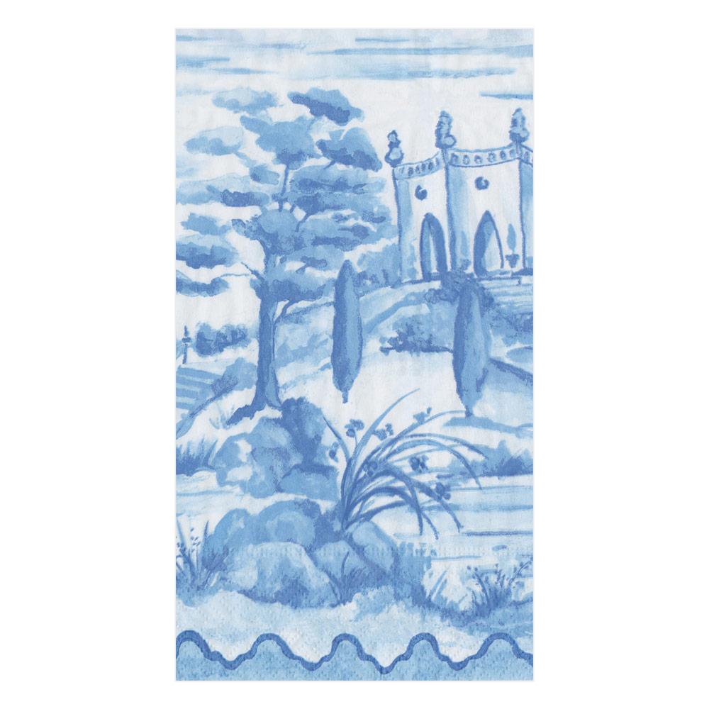 Tuscan Toile Blue Paper Linen Guest Towel Napkins - 15 Per Package