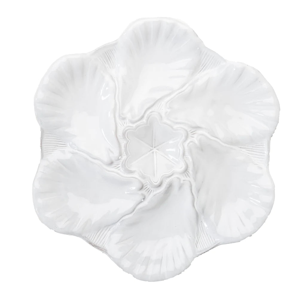 Oyster Plate - White Fleur De Lis