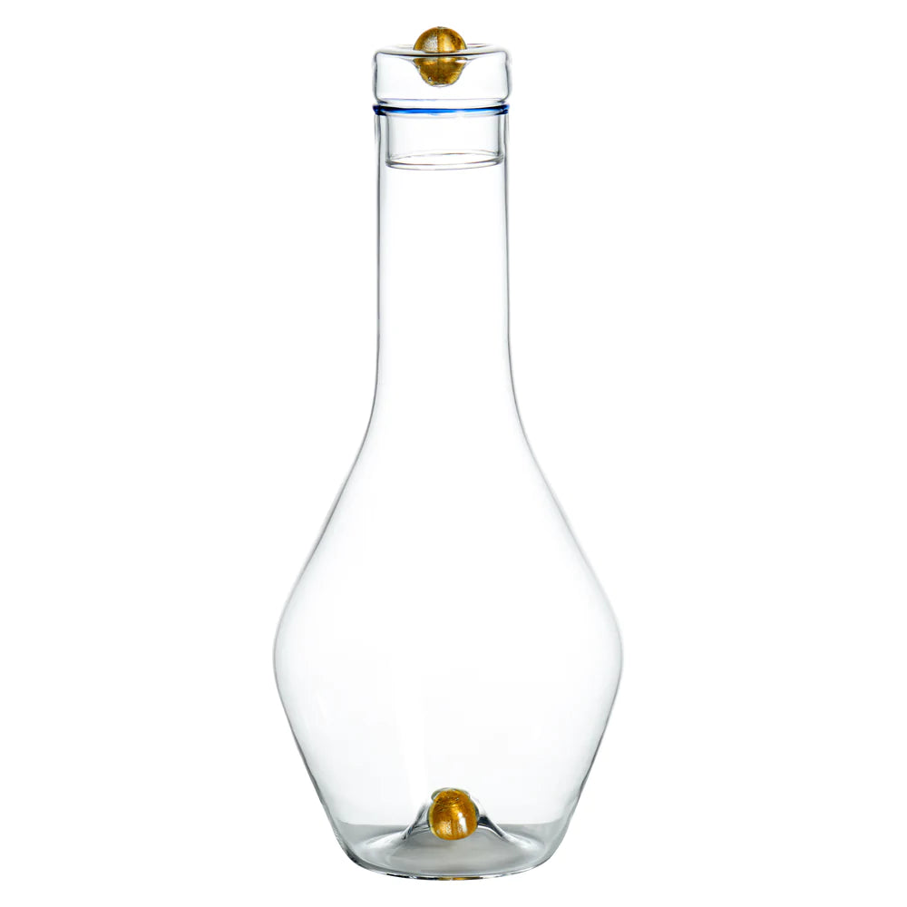 Golden Globe Decanter, Blue Trim with Gold Ball