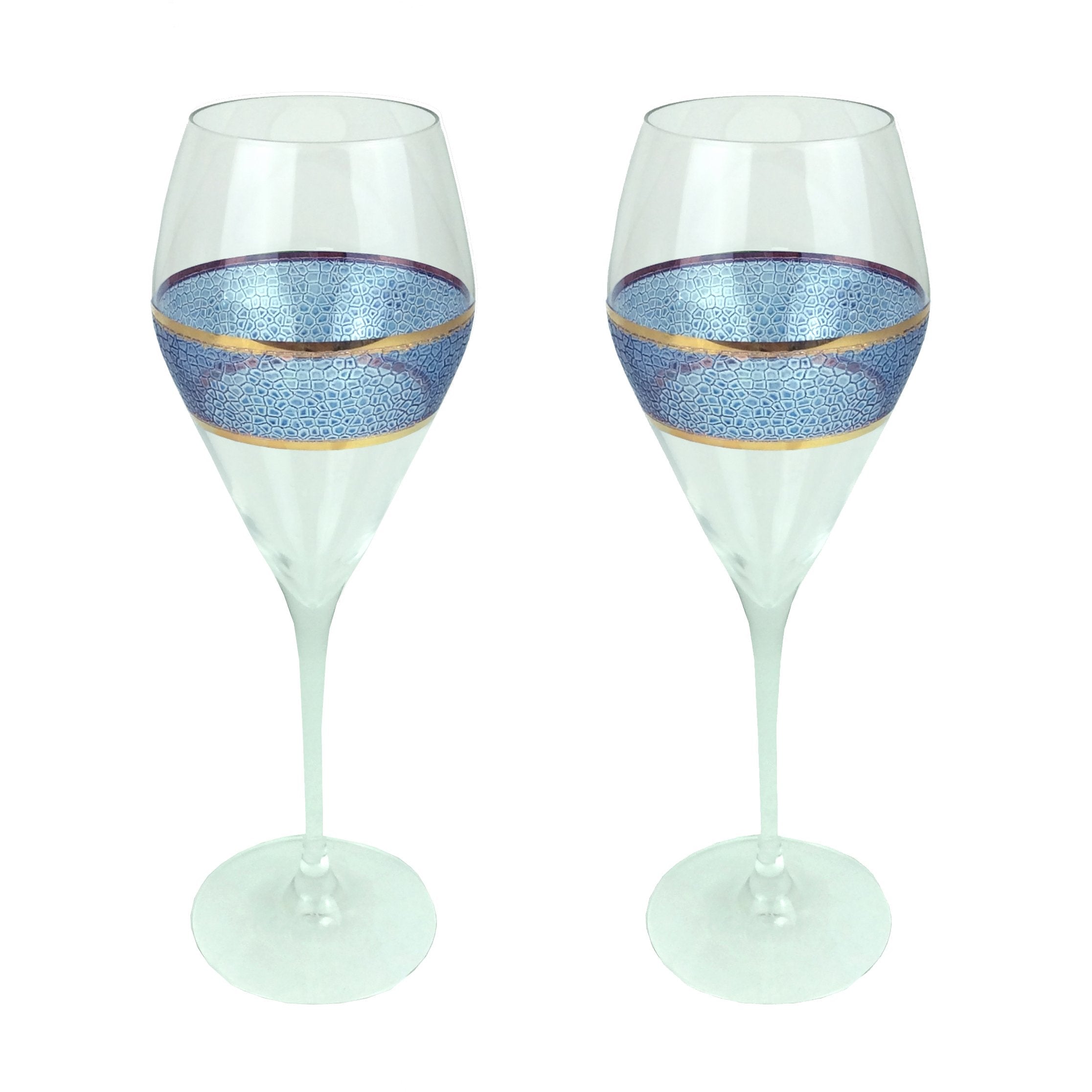 Panthera Indigo stemmed water - Set of 2
