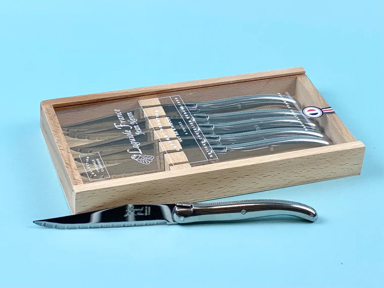 Laguiole Platine Stainless Steel Steak Knives Set/6