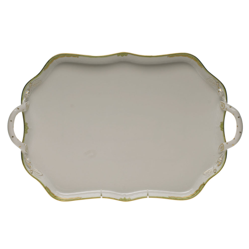 Princess Victoria Green Rec Tray W/branch Handles
