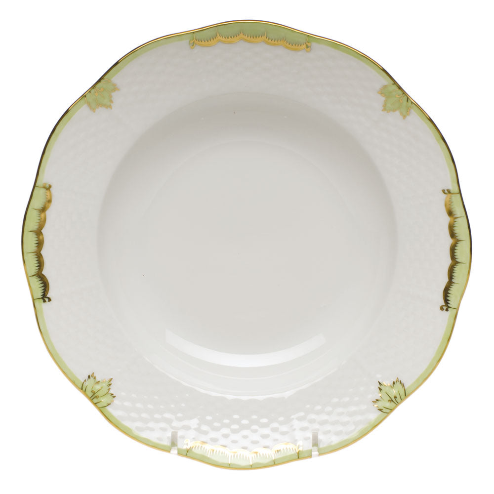 Herend Princess Victoria Green Rim Soup Plate 8"d - Green