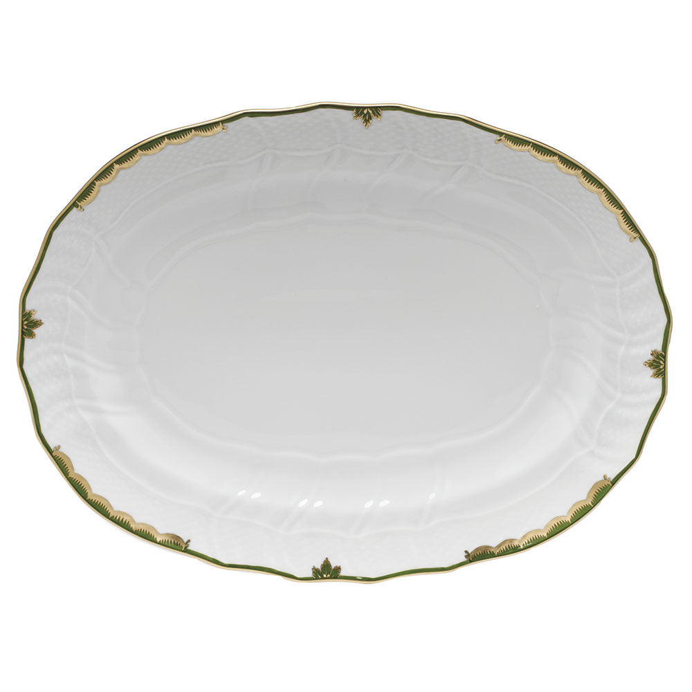 Herend Princess Vict Dark Green Platter 15"l X 11.5"w - Dark Green