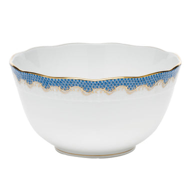 Herend White W/blue Border Round Bowl (3.5pt) 7.5"d - Blue