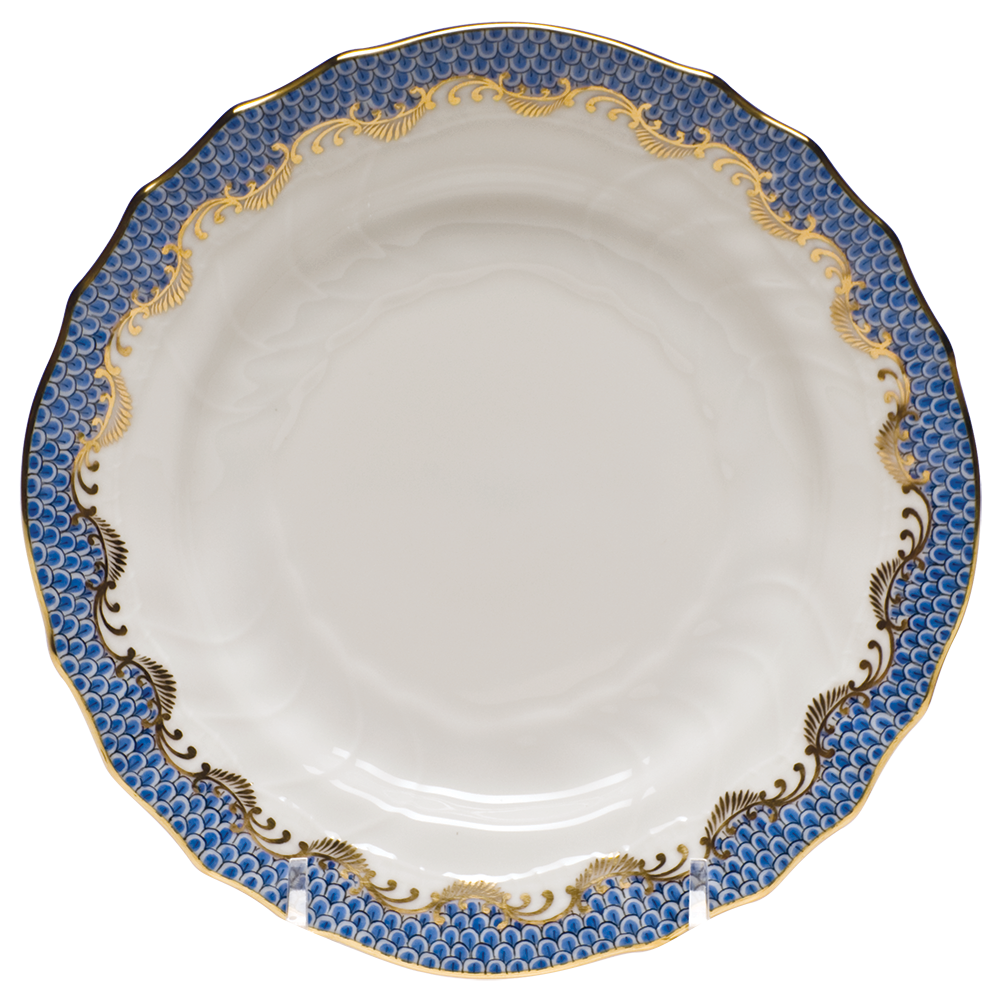 Fish Scale Blue Border Bread And Butter Plate 6"d - Blue