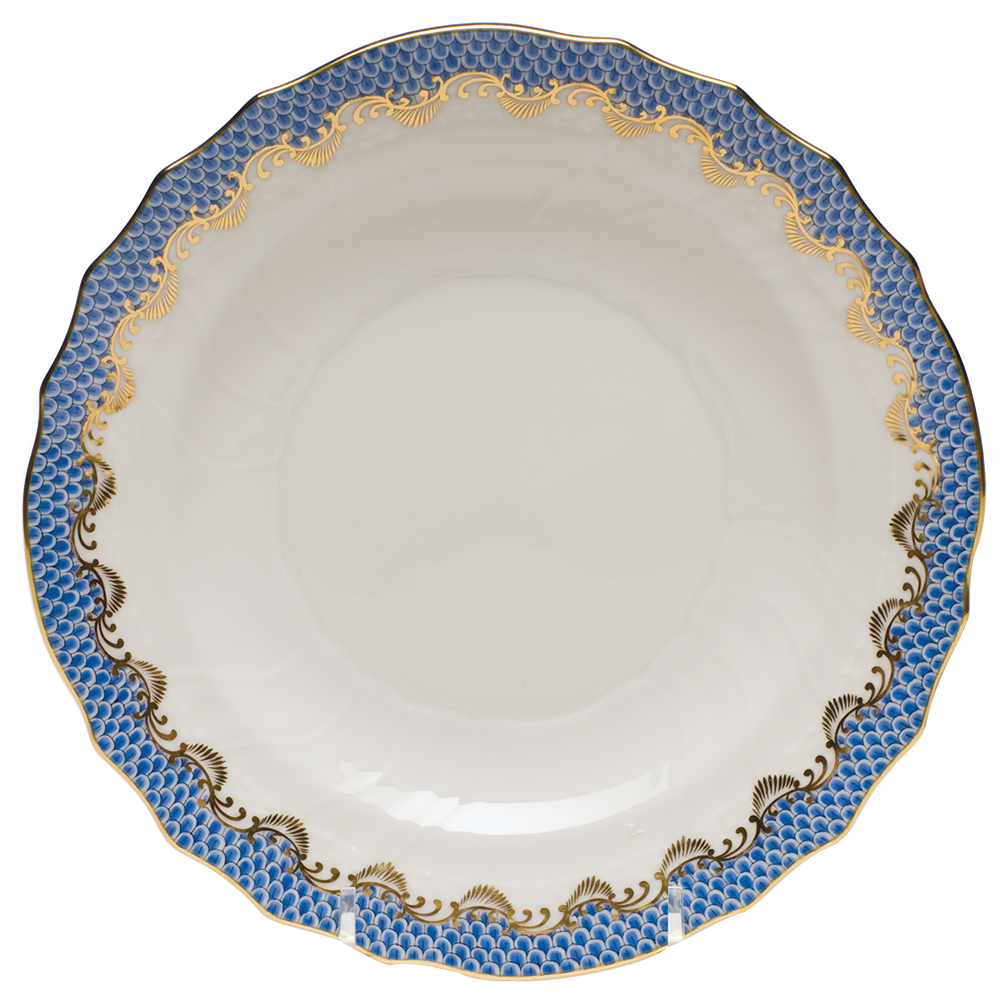 Fish Scale Blue Border Salad Plate 7.5"d