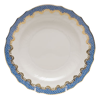 Herend White W/blue Border Salad Plate 7.5"d - Blue