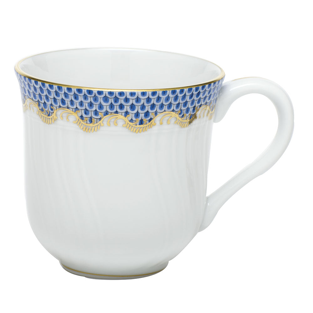 Herend White W/blue Border Mug (10 Oz) 3.5"h - Blue