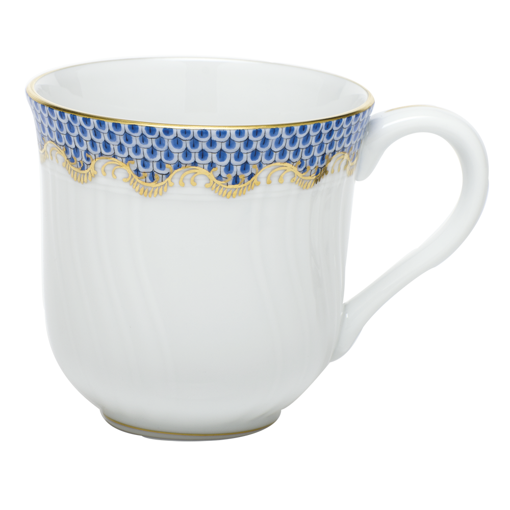 Fish Scale Blue Border Mug (10 Oz) 3.5"h