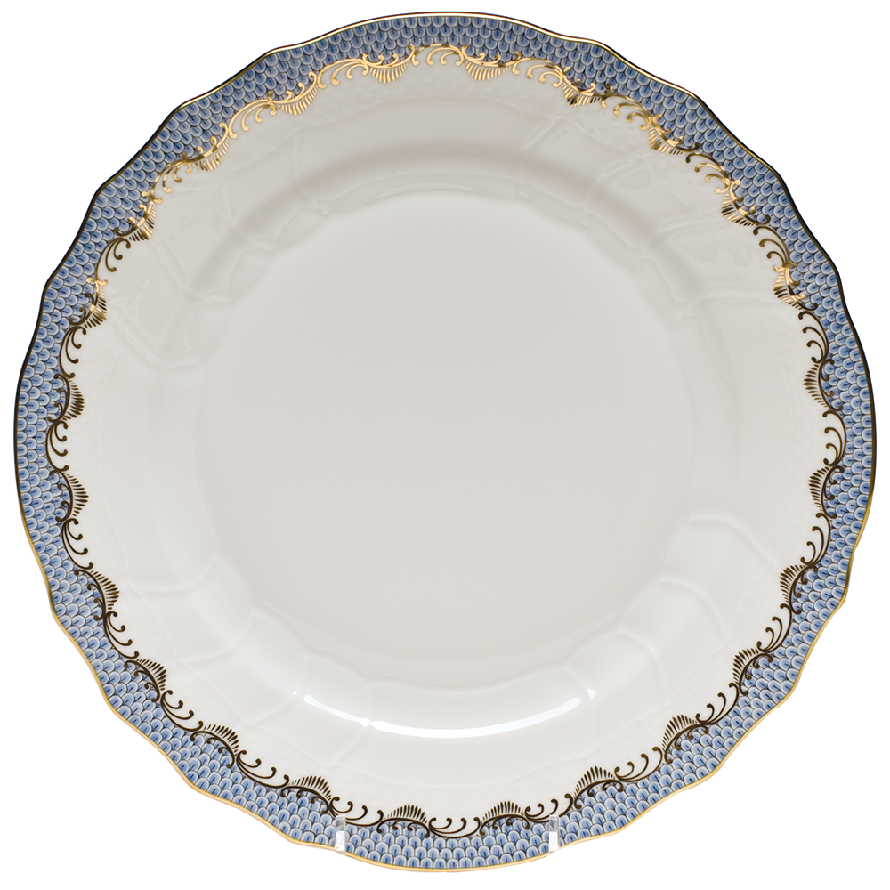 Fish Scale Light Blue Border Dinner Plate 10.5"D