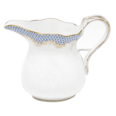 Herend White W/blue Border Creamer (6 Oz) 3.5"h - Light Blue