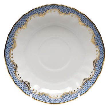 Herend White W/blue Border Canton Saucer 5.5"d - Light Blue