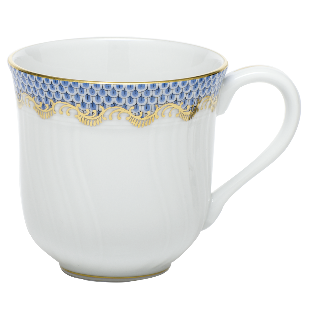 Fish Scale Light Blue Border Mug (10 Oz) 3.5"h