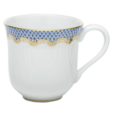 Herend White W/blue Border Mug (10 Oz) 3.5"h - Light Blue