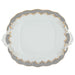 Herend White W/gray Border Square Cake Plate W/handles 9.5"sq - Gray