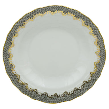 Herend White W/gray Border Rim Soup Plate 8"d - Gray