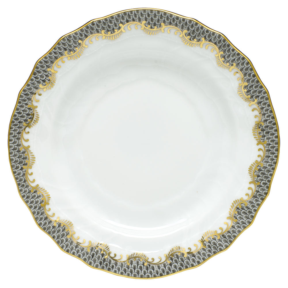 Herend White W/gray Border Bread And Butter Plate 6"d - Gray