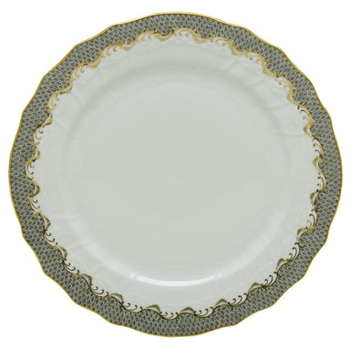 Herend White W/gray Border Service Plate 11"d - Gray