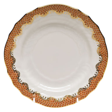 Herend White W/rust Border Bread And Butter Plate 6"d - Rust