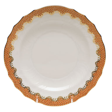 Herend White W/rust Border Salad Plate 7.5"d - Rust