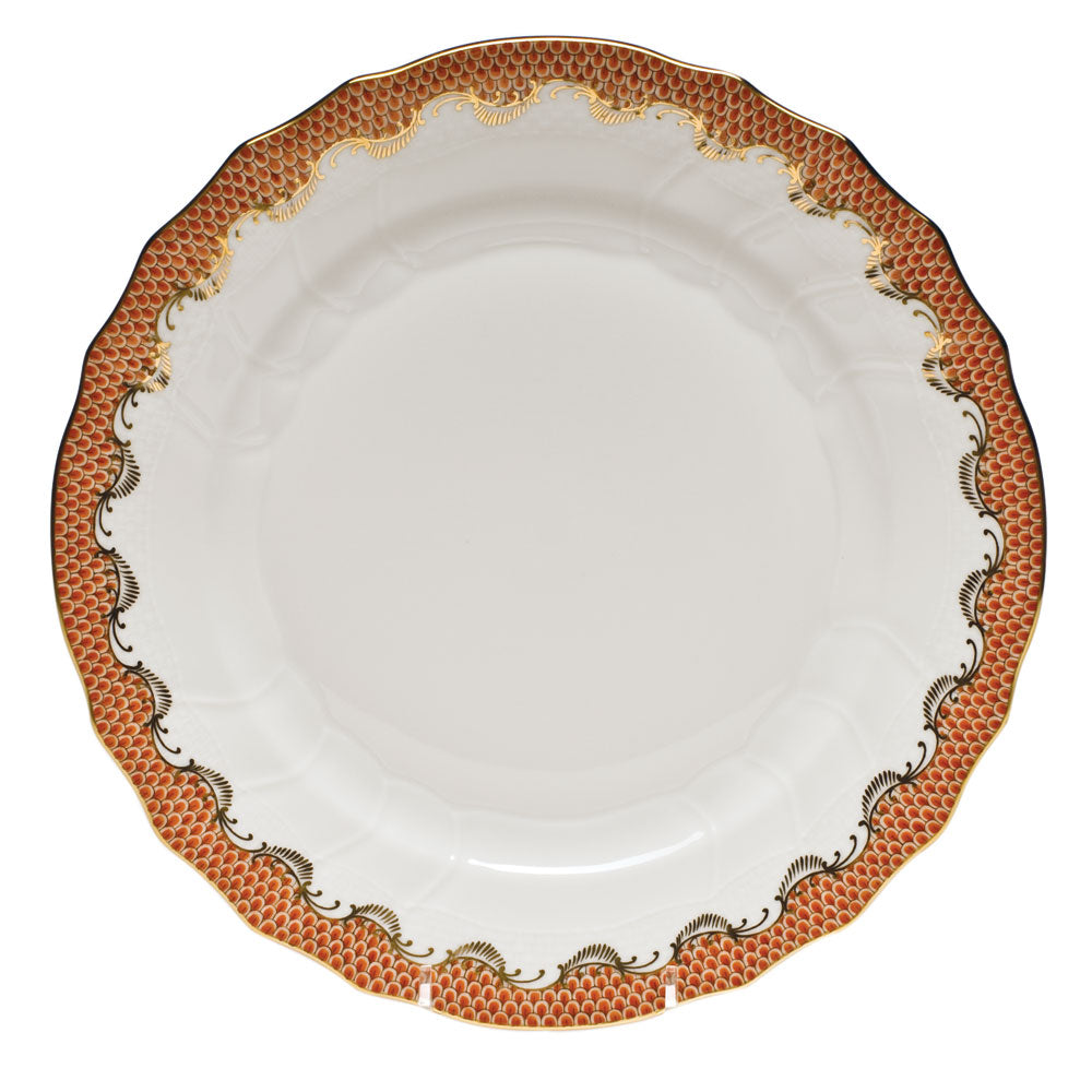 Herend White W/rust Border Dinner Plate 10.5"d - Rust