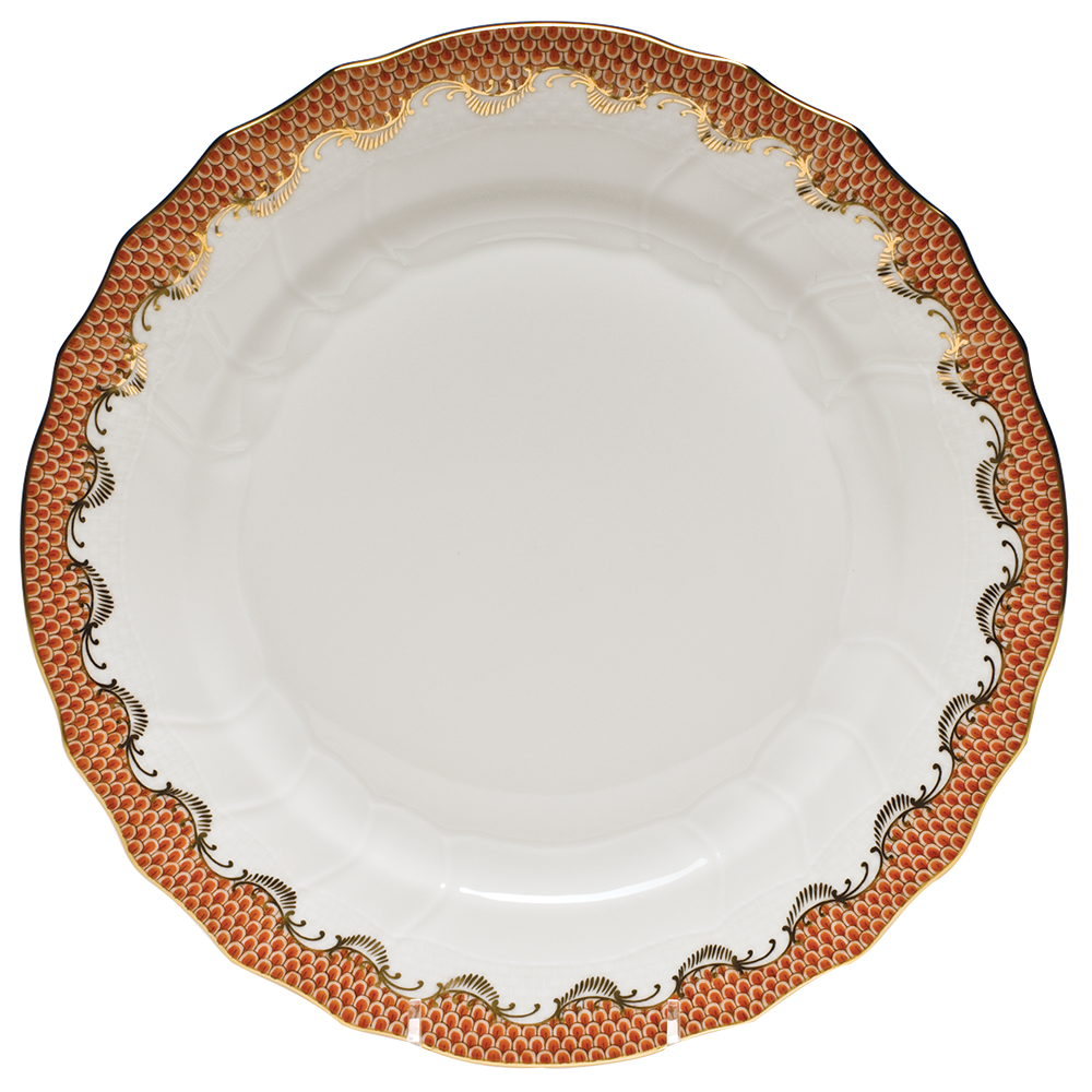 Fish Scale Rust Border Dinner Plate 10.5"d