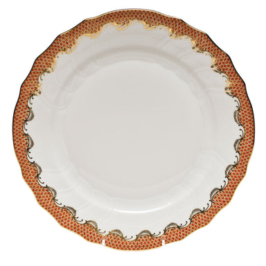 Herend White W/rust Border Dinner Plate 10.5"d - Rust