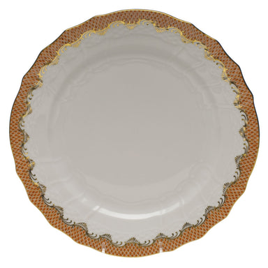 Herend White W/rust Border Service Plate 11"d - Rust