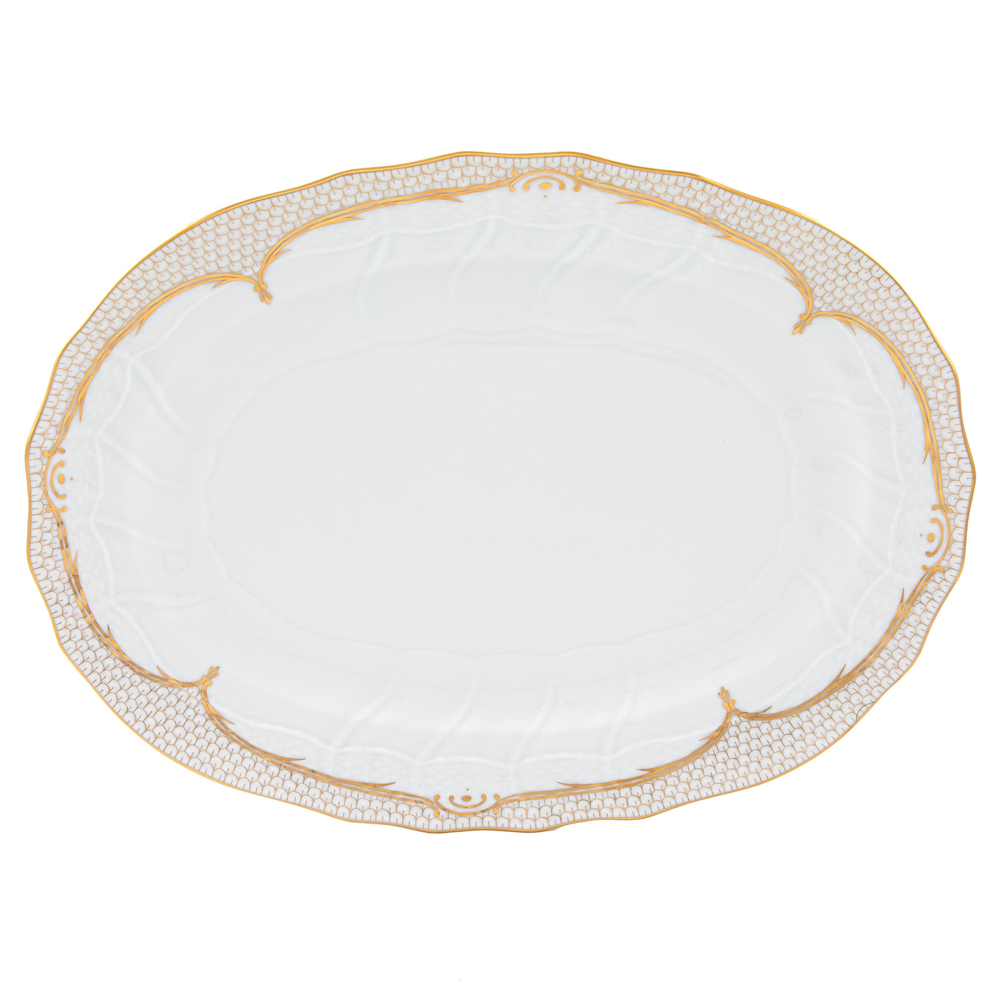 Herend Golden Elegance Platter 15"l X 11.5"w