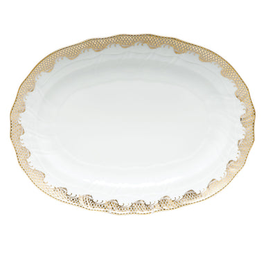 Herend White W/gold Border Platter 15"l X 11.5"w - Gold