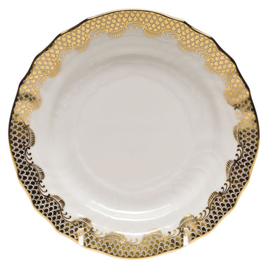 Herend White W/gold Border Bread And Butter Plate 6"d - Gold