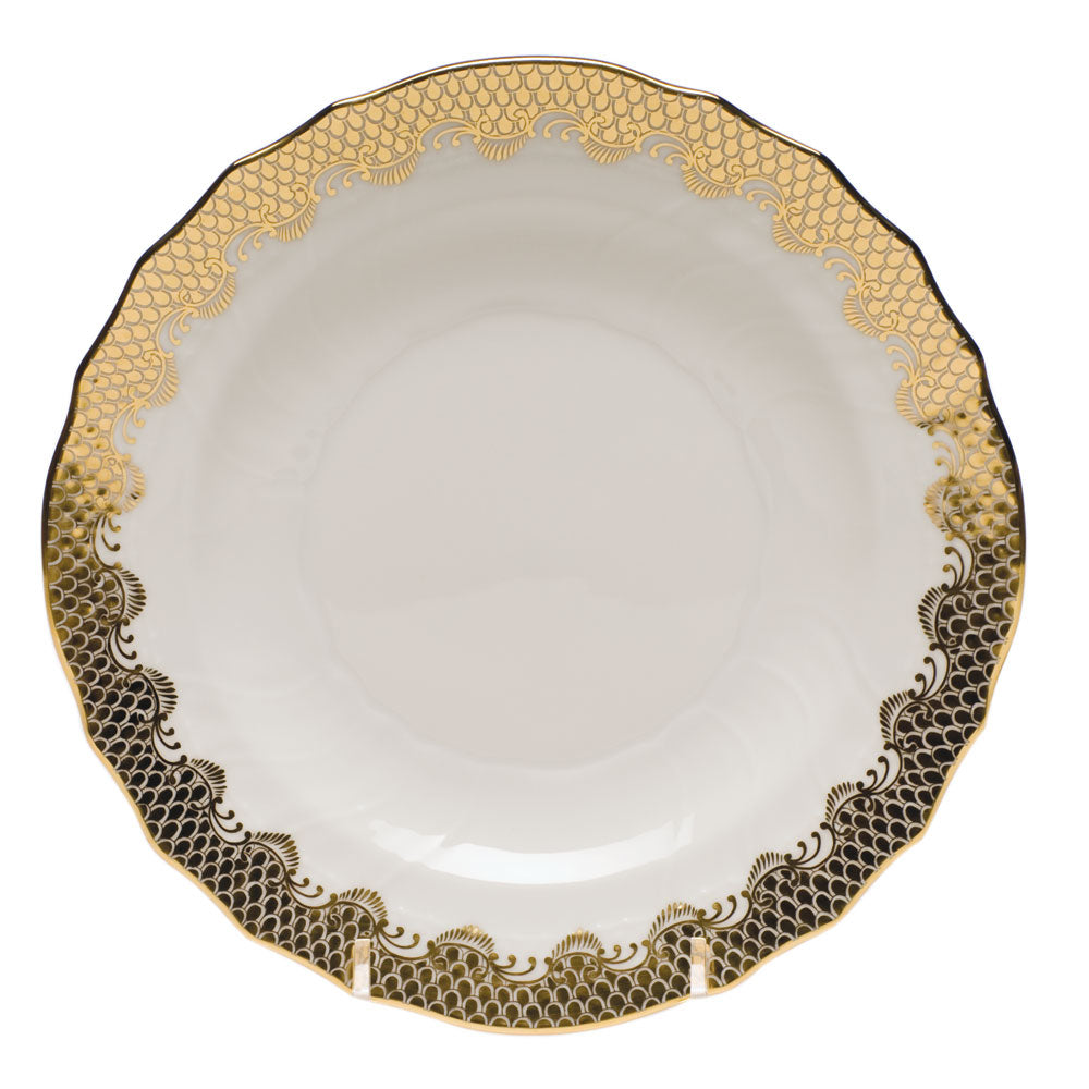 Herend White W/gold Border Salad Plate 7.5"d - Gold